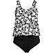 Women's Chlorine Resistant V-neck One Piece Fauxkini Swimsuit Faux Tankini Top, Front