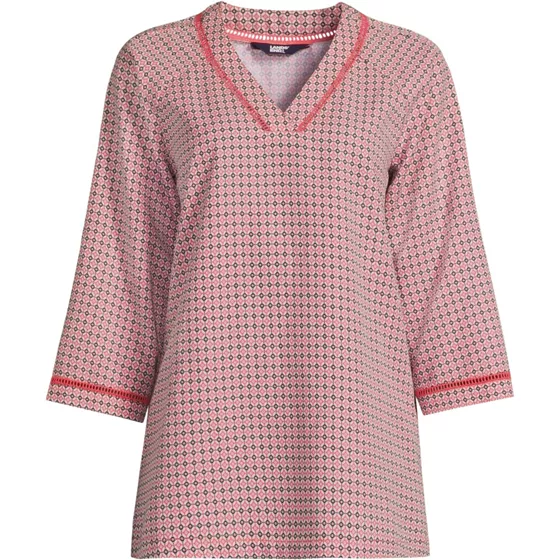 Women's Rayon 3/4 Sleeve V-neck Tunic Top - primary