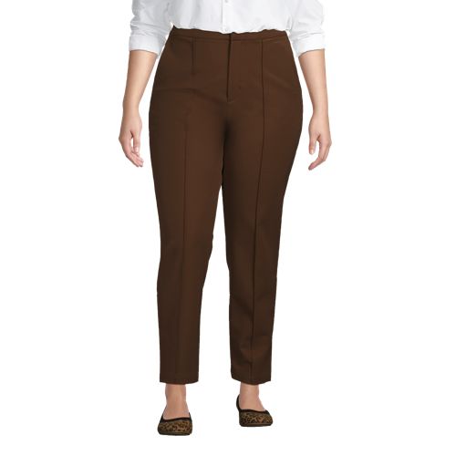 Roaman's Women's Plus Size Tall Wide-Leg Bend Over Pant - 16 T, Brown