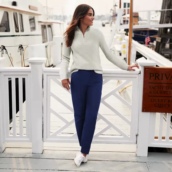 Women's High Rise Bi Stretch Pintuck Pencil Ankle Pants - primary