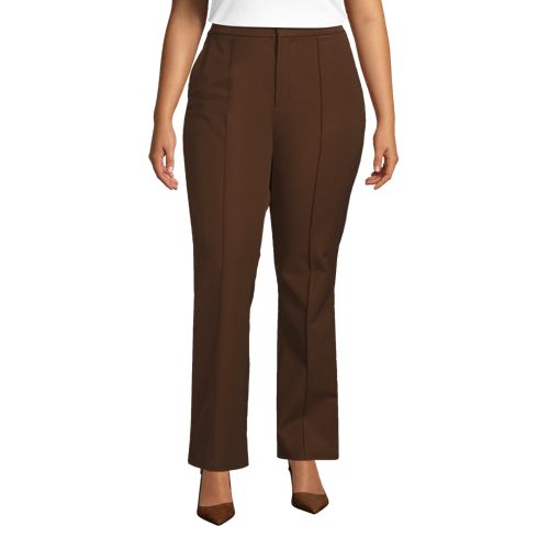 Women's Plus Size High Rise Bi Stretch Pintuck Boot Cut Pants, Front