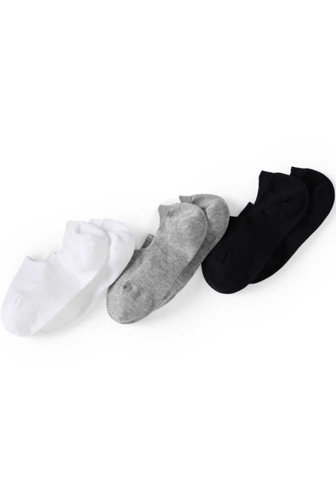 Women's 3-Pack No Show Socks - Lands' End - White - S-M