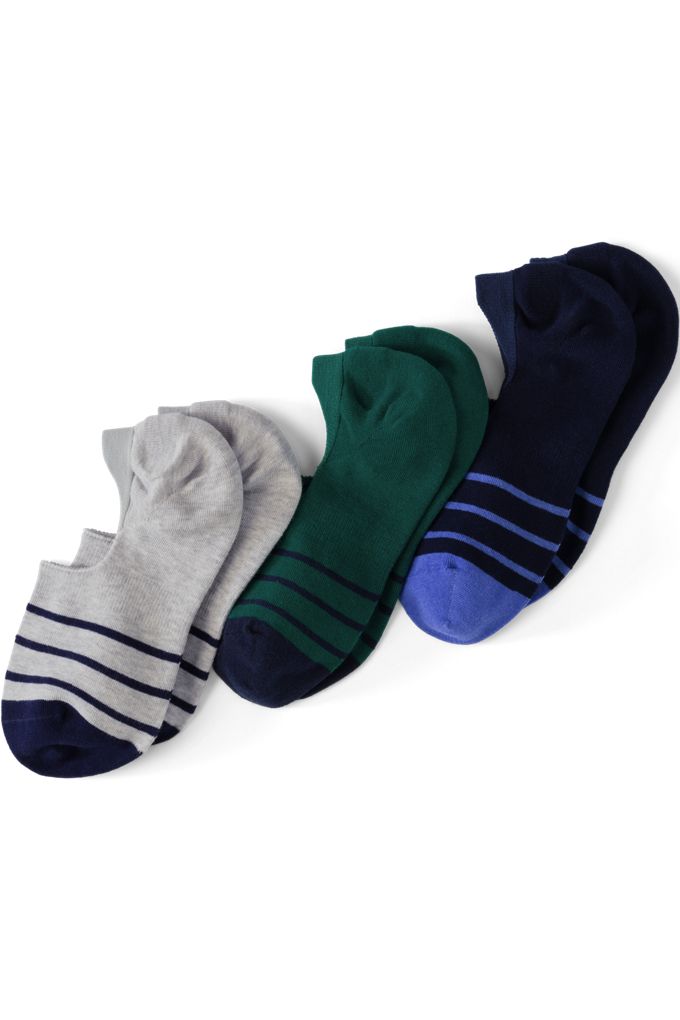 Women's 3-Pack No Show Socks - Lands' End - Gray - L-XL