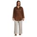 Women's Plus Size Linen Long Sleeve Oversized Extra Long Tunic Top, alternative image