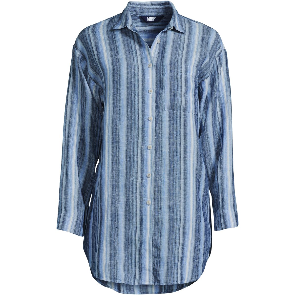Women's Linen Long Sleeve Oversized Extra Long Tunic Top