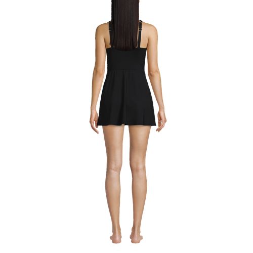 Women's V-neck Tulip Wrap Swim Dress One Piece Swimsuit, Back