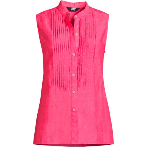 Ärmellose Leinenbluse mit Biesen für Damen image number 1