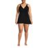 Women's Plus Size V-neck Tulip Wrap Swim Dress One Piece Swimsuit, Front