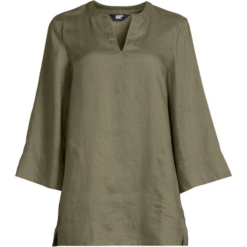 Women's Three Quarter Sleeve Linen Tunic Lands' End