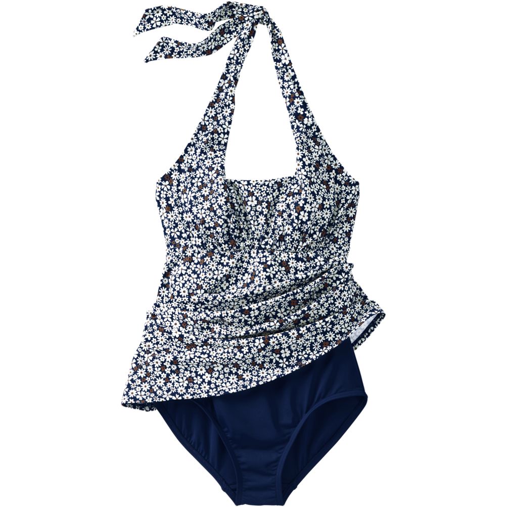 Women's Square Neck Halter Swim Dress One Piece Swimsuit