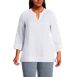 Women's Plus Size Linen Split Neck Tunic Top, Front