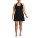 Women's Plus Size Chlorine Resistant Square Neck Halter Swim Dress One Piece Swimsuit, Front