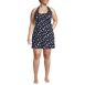 Women's Plus Size Chlorine Resistant Square Neck Halter Swim Dress One Piece Swimsuit, Front