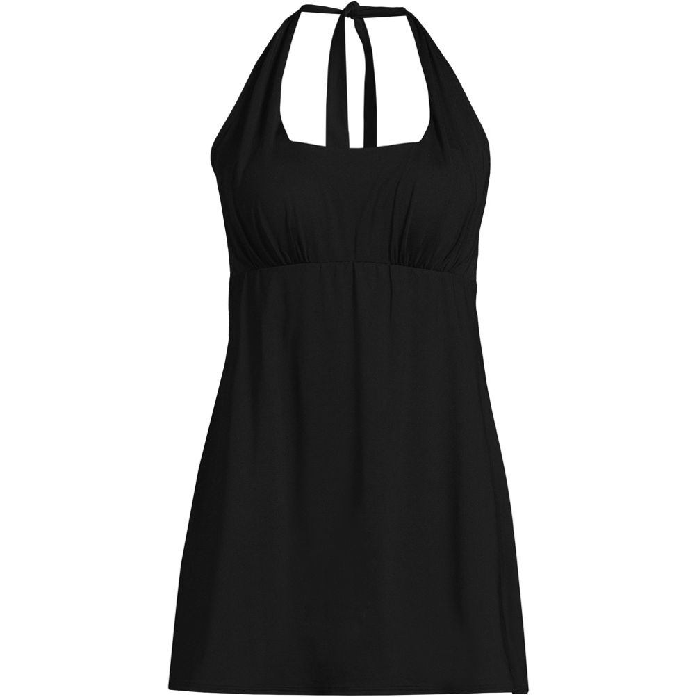 Women's Chlorine Resistant Square Neck Halter Swim Dress One Piece