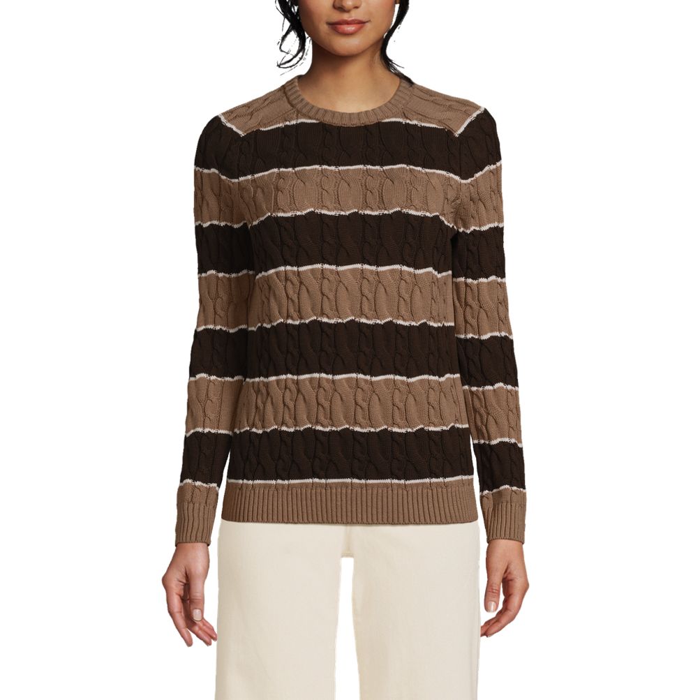 Women's Cotton Drifter Cable Crew Neck Sweater | Lands' End