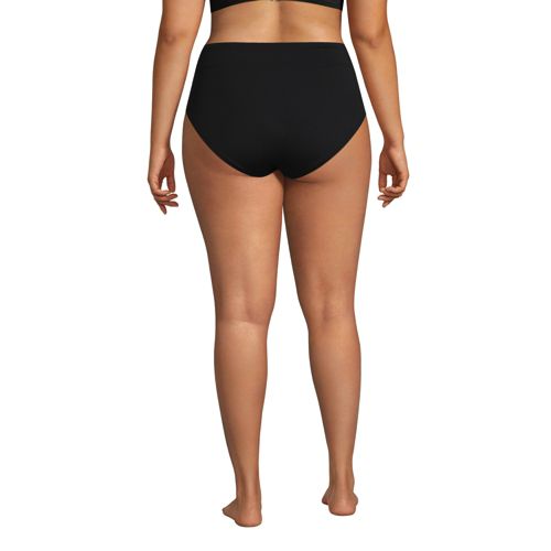  Lands' End Bikinihose Mit Hohem Beinausschnitt, Damen, Größe:52-54 Plus, Schwarz, Elasthan/nylon-mischung, By Lands' End 