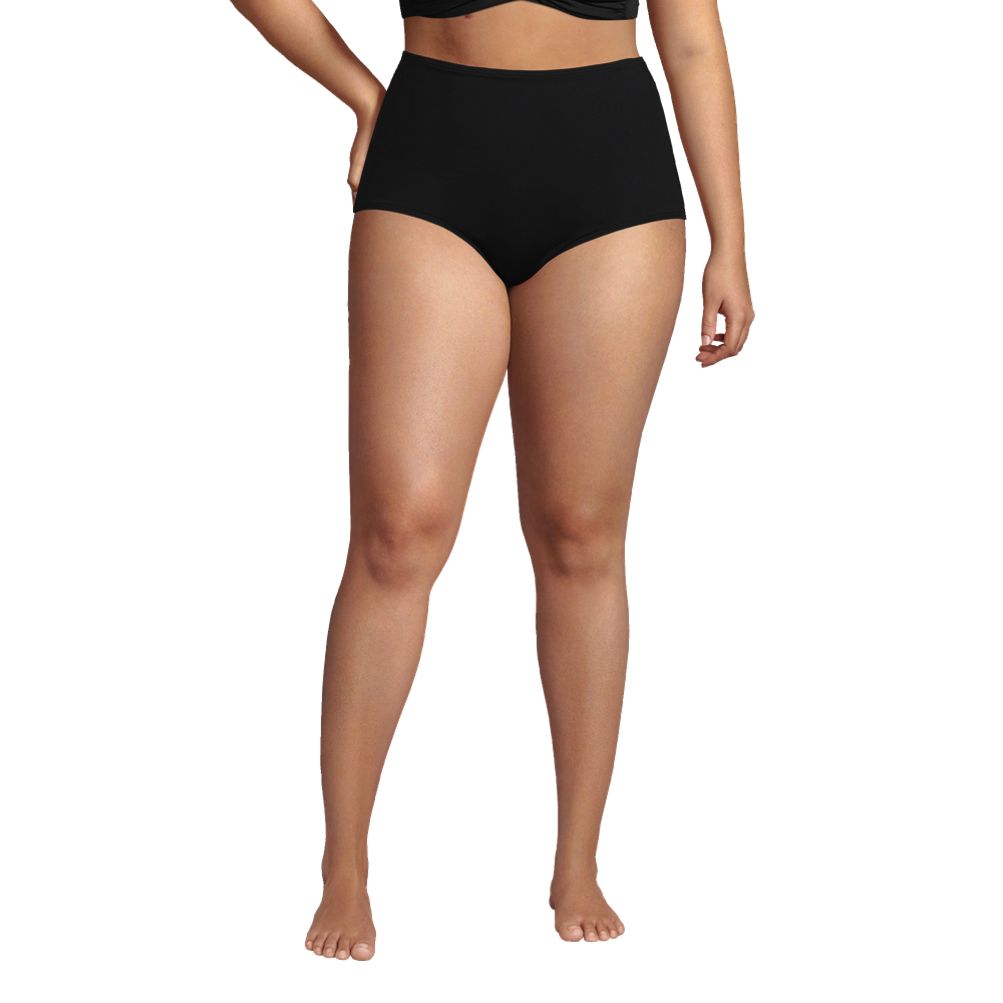 Plus Size Black Super High Waisted Tummy Control Bikini Briefs