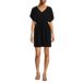 Women's Sheer Oversized Short Sleeve Gathered Waist Swim Cover-up Dress, Front