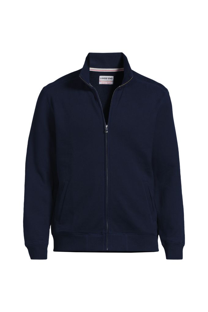 Men's Long Sleeve Serious Sweats Mock Full Zip - Lands' End - Blue - M