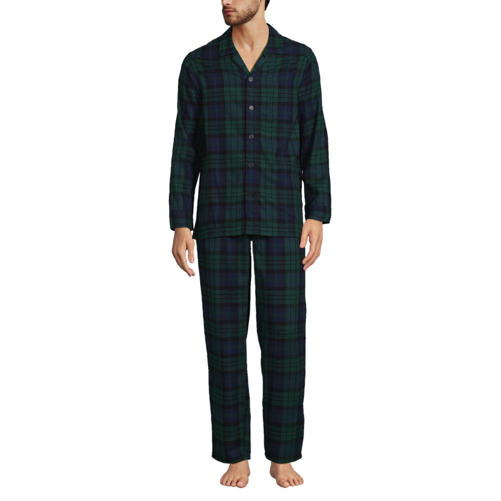 Lands' End Mens Flannel Pajama Pants Rich Red Multi Tartan Regular Small at   Men's Clothing store