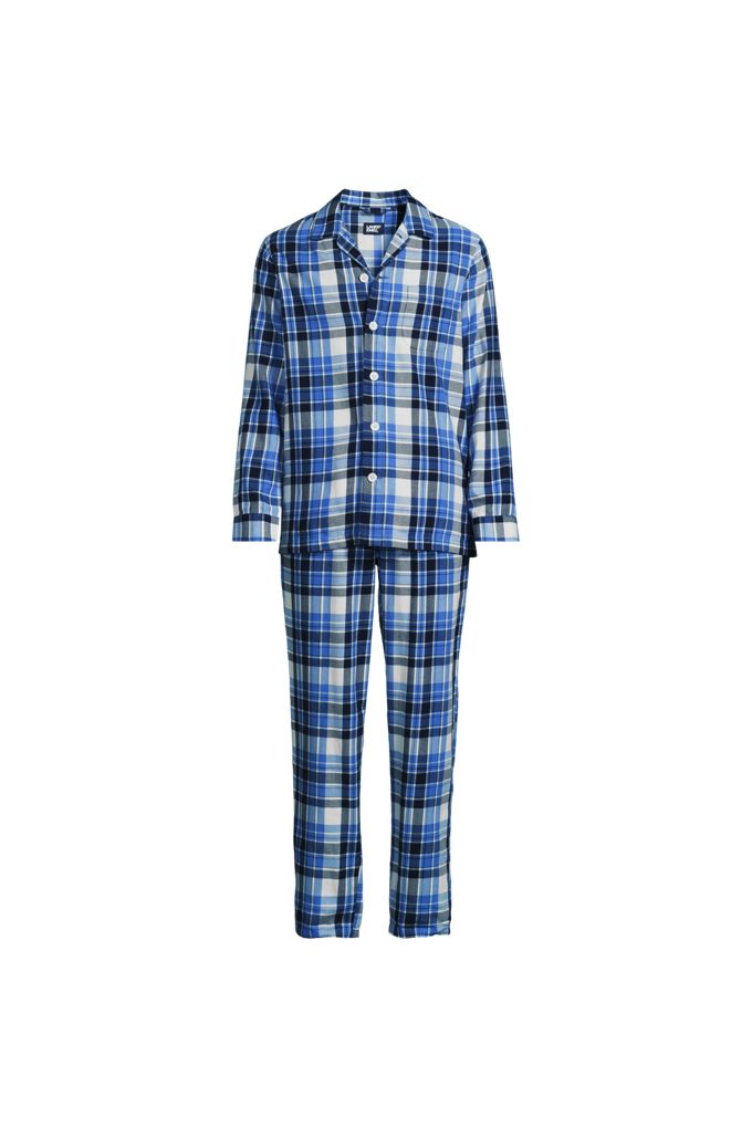 Lands' End Men's Big And Tall Flannel Pajama Set In Blue