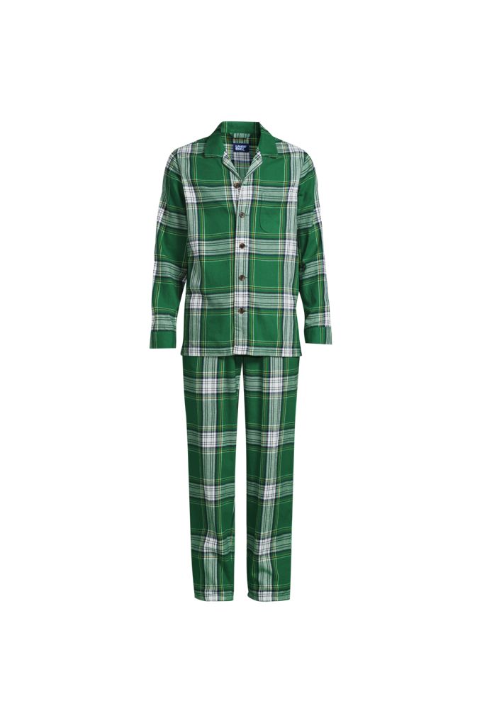 Lands' End Men's Big Flannel Pajama Set In Green