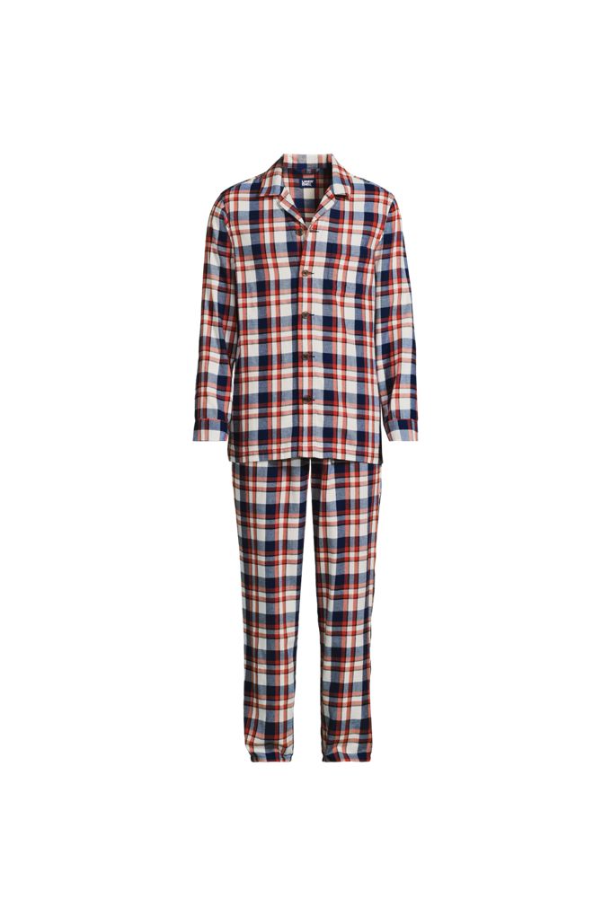 Lands' End Men's Big Flannel Pajama Set In Blue