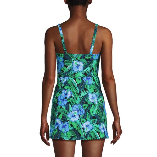 Women's Tulip Wrap Mini Swim Dress One Piece Swimsuit, Back