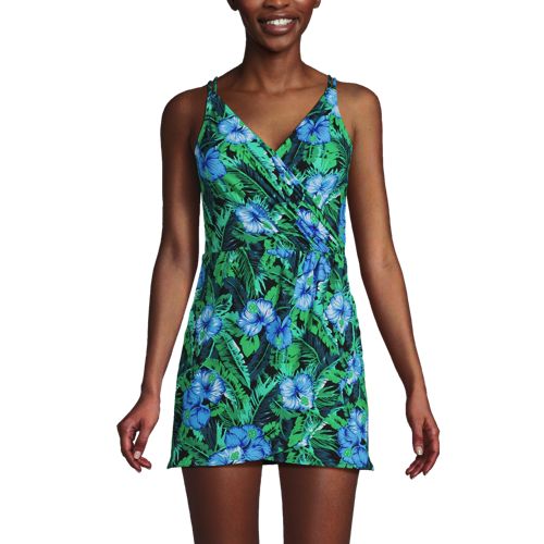 Women's Tulip Wrap Mini Swim Dress One Piece Swimsuit, Front