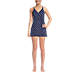 Women's Chlorine Resistant V-neck Tulip Wrap Swim Dress One Piece Swimsuit, Front