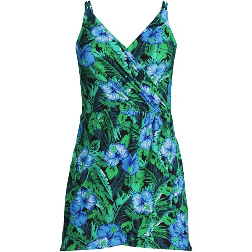 Women's Tulip Wrap Mini Swim Dress One Piece Swimsuit, Front