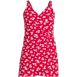 Women's Plus Size V-neck Tulip Wrap Swim Dress One Piece Swimsuit, Front