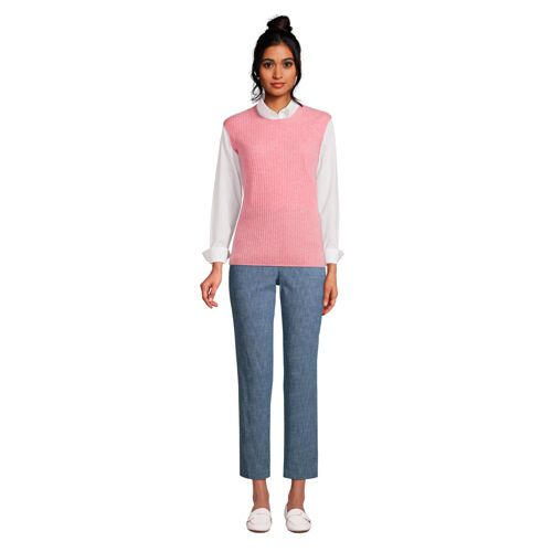 Pull en Cachemire Côtelé Sans Manches, Femme Stature Standard image number 4