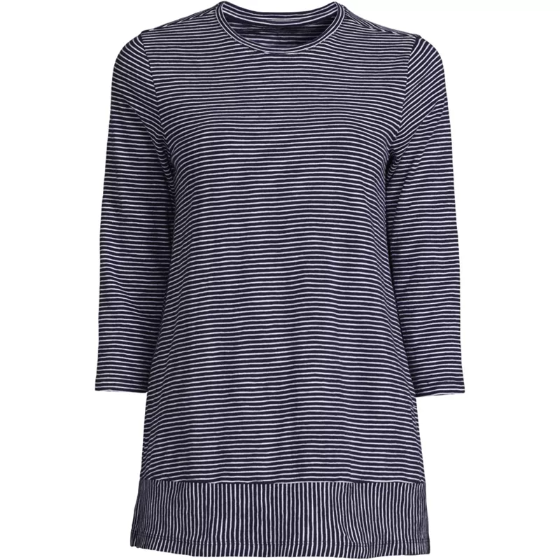 Women's 3/4 Sleeve Slub Jersey Swing Tunic, Front