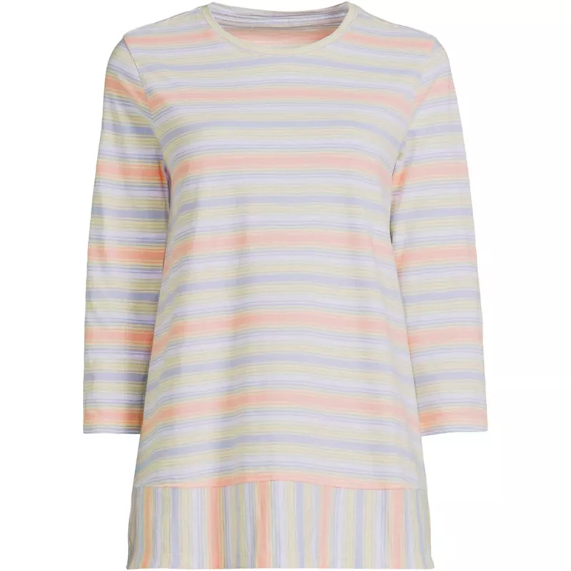 Women's 3/4 Sleeve Slub Jersey Swing Tunic, Front