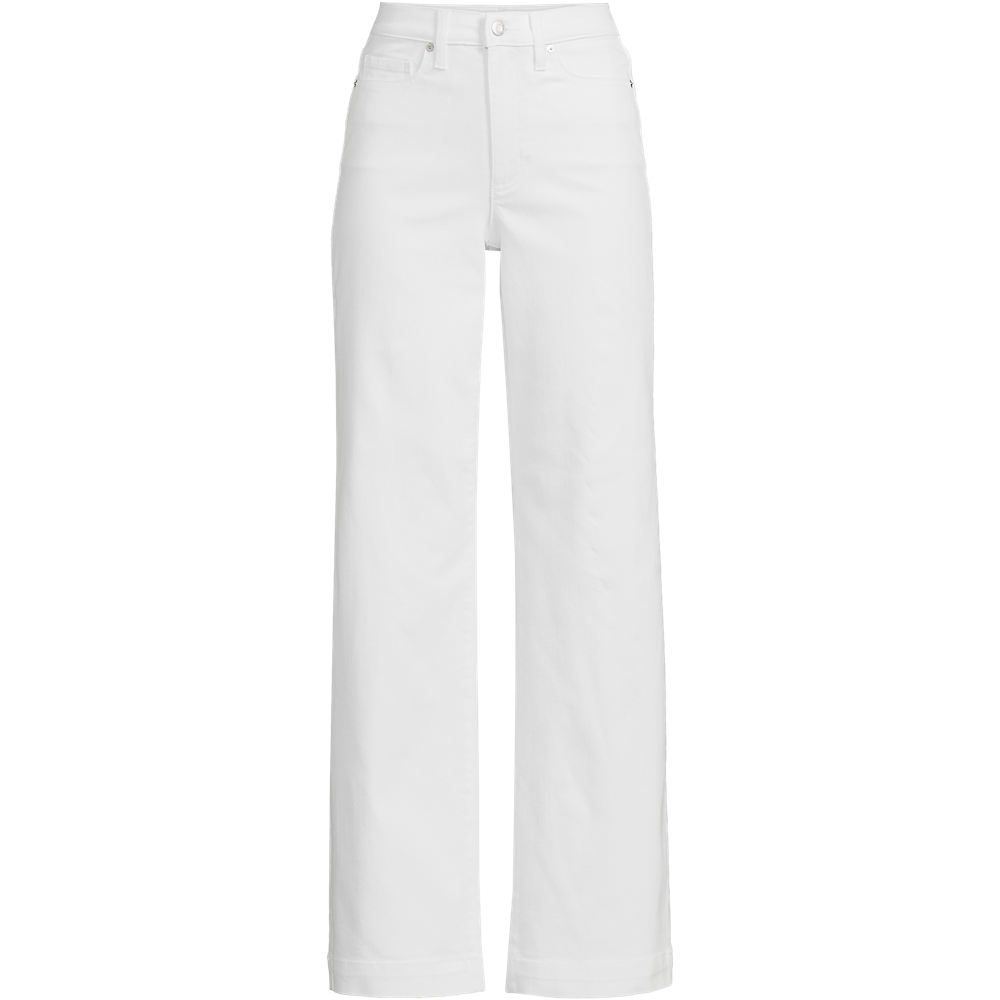 Wide Leg Jeans, High Waisted, Women, size: 28/28, plus, White, Cotton-blend/Poly-blend, by Lands' End