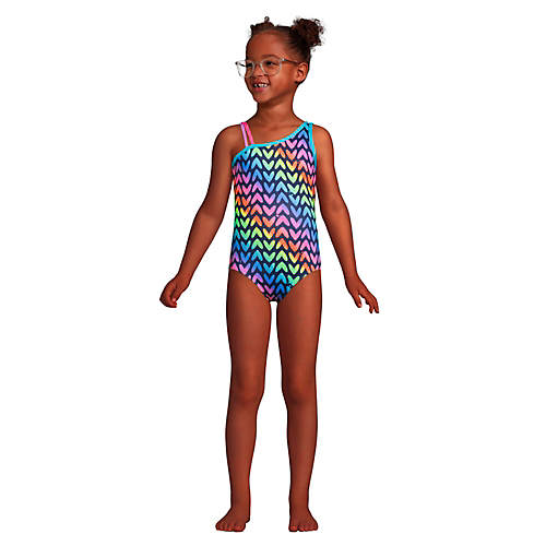 Girls One Shoulder One Piece Swimsuit - Secondary