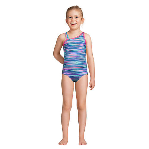 Girls One Shoulder One Piece Swimsuit - Secondary