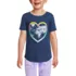 Girls Short Sleeve Curved Hem Graphic Tee Shirt, Front