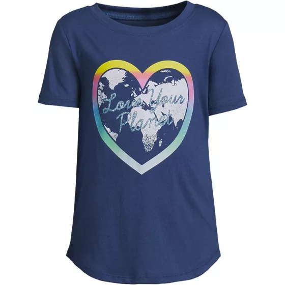 Girls Short Sleeve Curved Hem Graphic Tee Shirt - primary