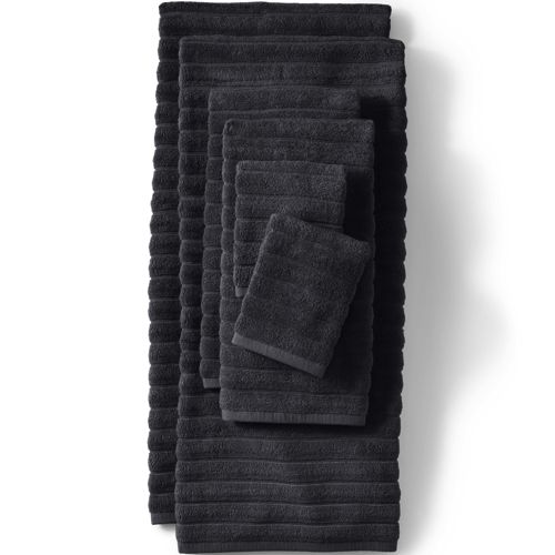 Lands' End Organic Cotton Rib 2-Piece Bath Towel, Hand Towel or