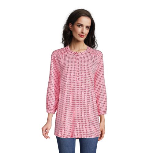 Jerseyshirt aus Baumwolle/Modal mit Smokdetails für Damen