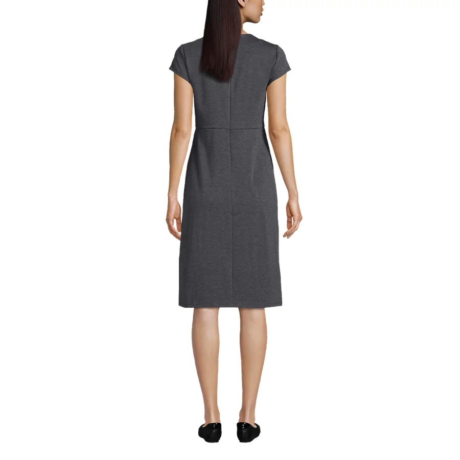 Women's Cap Sleeve Box Pleat Ponte Dress