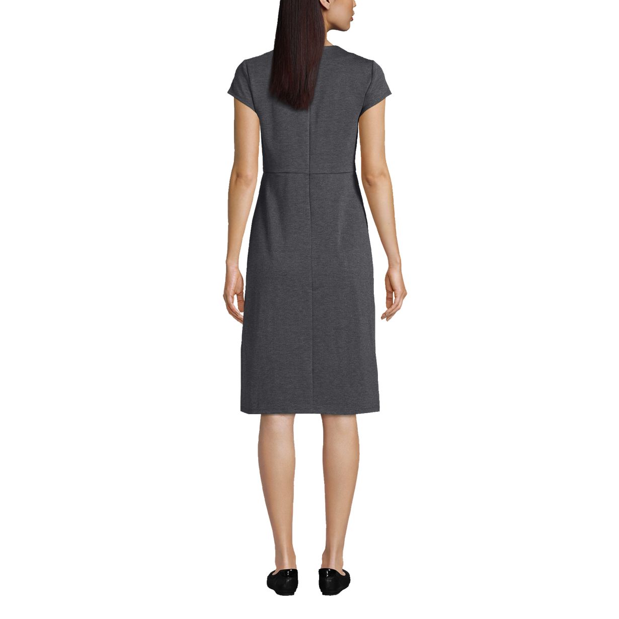 Women's Cap Sleeve Box Pleat Ponte Dress