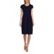 Women's Cap Sleeve Box Pleat Ponte Dress, Front