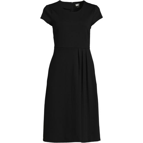 Women's Cap Sleeve Box Pleat Ponte Dress