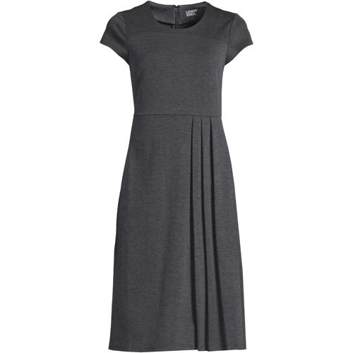 Women's Cap Sleeve Box Pleat Ponte Dress