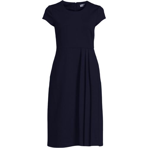 Women's Cap Sleeve Box Pleat Ponte Dress