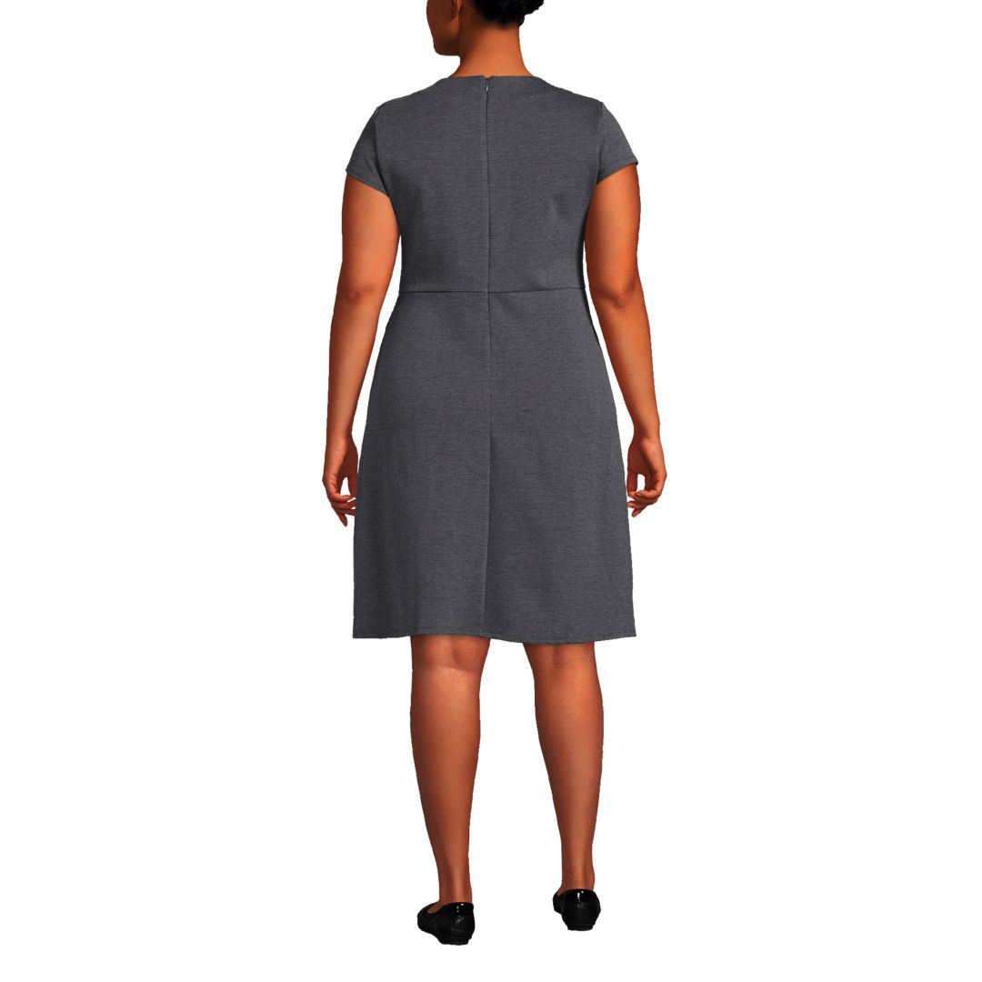 Women's Cap Sleeve Box Pleat Ponte Dress