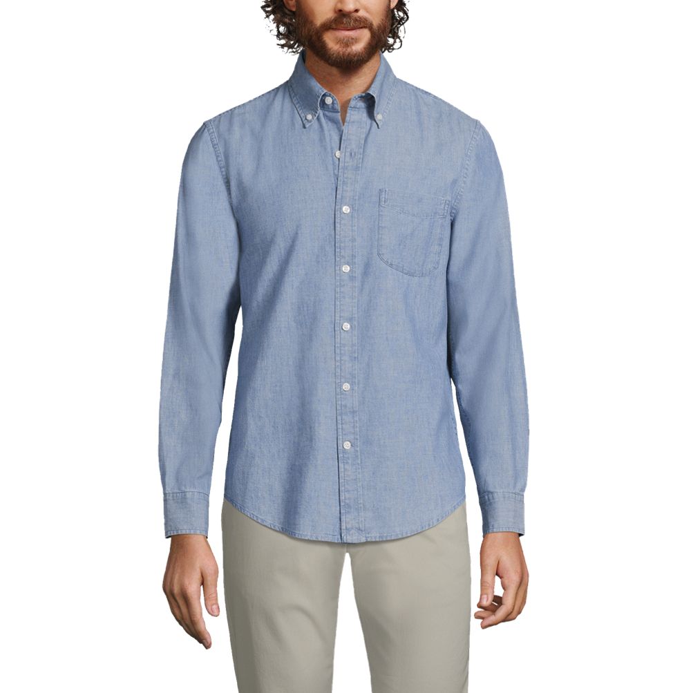 Men's Long Sleeve Chambray Shirt | Lands' End